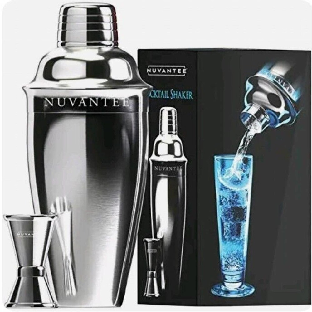 Nuvantee Cocktail Shaker Set 24 oz Martini & Drink Mixer w/ Built in Strainer